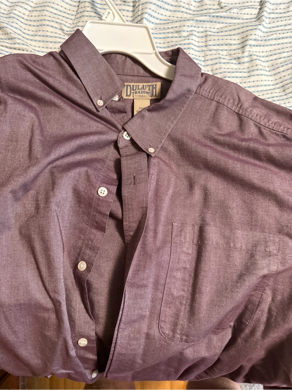 Duluth Trading Co Men's Button-Down Shirt in Plum Heather